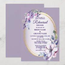 Cena de Ensayo Floral Purple Acuarela Dorada