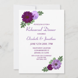 Invitación Cena de ensayo floral Purple Peony