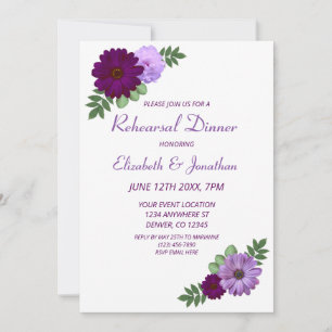 Invitación Cena de ensayo floral Purple Peony