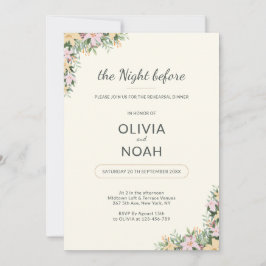 Invitación Cena de ensayo floral romántica la noche anterior