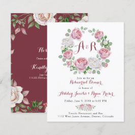 Invitación Cena de ensayo floral rosa de Borgoña