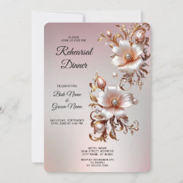 Invitación Cena de Ensayo Floral Rosa Decorativa