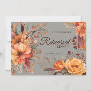 Invitación Cena de Ensayo Floral Rústica Acuarela de Otoño
