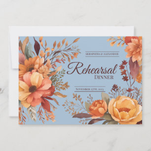 Invitación Cena de Ensayo Floral Rústico Acuarela de Otoño