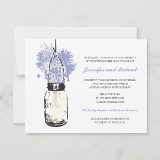 Invitación Cena de ensayo - Flores salvajes y Mason Jar