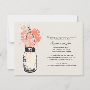 Invitación Cena de ensayo - Flores salvajes y Mason Jar