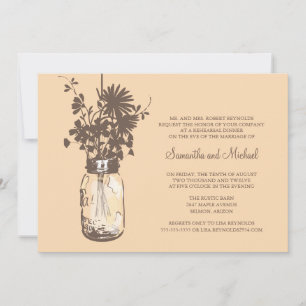 Invitación Cena de ensayo - Flores salvajes y Mason Jar