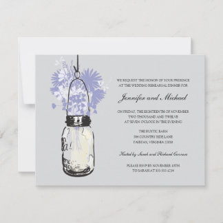 Invitación Cena de ensayo - Flores salvajes y Mason Jar