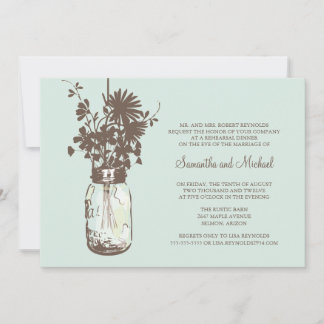 Invitación Cena de ensayo - Flores salvajes y Mason Jar