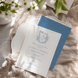 Invitación Cena de Ensayo Formal Cresta Azul Vibrante