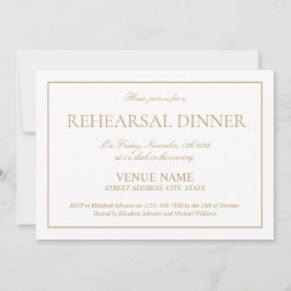 Invitación Cena de ensayo formal de guión dorado