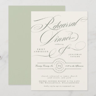 Invitación Cena de Ensayo Formal de Pistacho