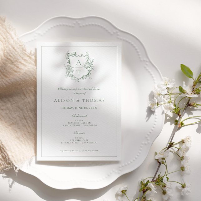 Invitación Cena de ensayo formal del Escudo Sage Green (Subido por el creador)