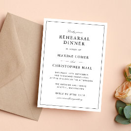 Invitación Cena de Ensayo Formal Simple en Blanco y Negro