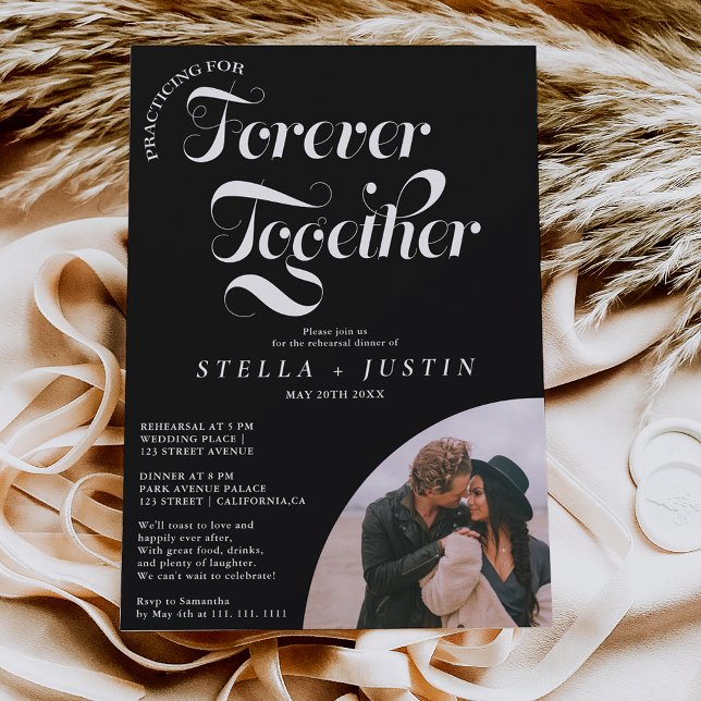 Invitación cena de ensayo fotográfico blanco retro para siemp (Subido por el creador)