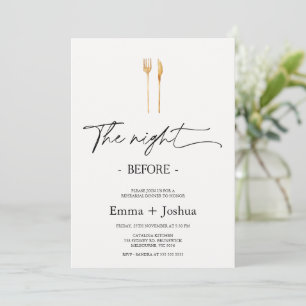 Invitación Cena de ensayo fotográfico con cubiertos de oro mi