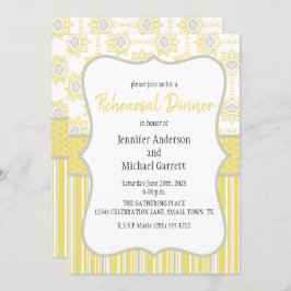 Invitación Cena de ensayo geométrico amarillo y gris de abeja