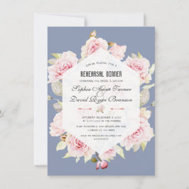 Invitación Cena de ensayo geométrico azul turbio rosado