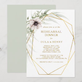 Invitación Cena de ensayo geométrico Eucalyptus Gold