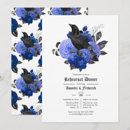 Invitación Cena de Ensayo Glam Royal Blue Raven Gótico