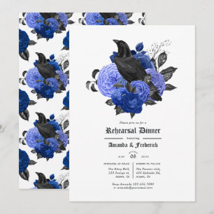 Invitación Cena de Ensayo Glam Royal Blue Raven Gótico