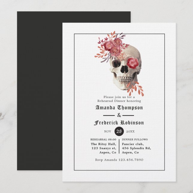 Invitación Cena de ensayo gótico de Halloween (Anverso / Reverso)