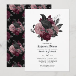 Invitación Cena de Ensayo Gótico Glam Burgundy Raven