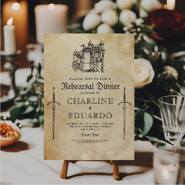 Invitación Cena de ensayo gótico Plata negra