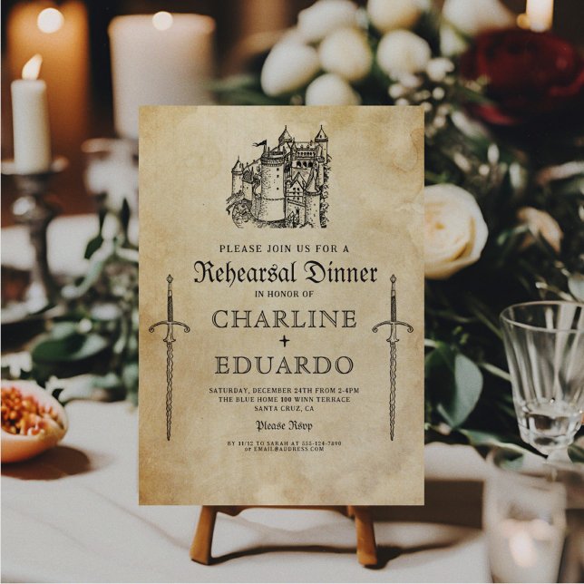 Invitación Cena de ensayo gótico Plata negra (Subido por el creador)