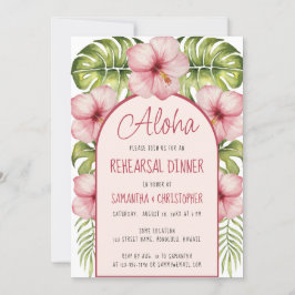 Invitación Cena de ensayo hawaiano Aloha rosa floral tropical