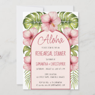 Invitación Cena de ensayo hawaiano Aloha rosa floral tropical