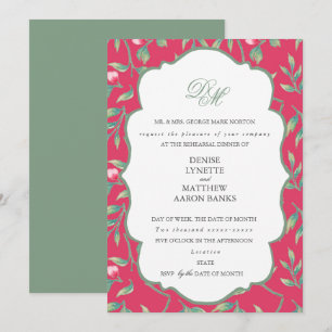 Invitación Cena de ensayo Innuendo Pink y Basil Green