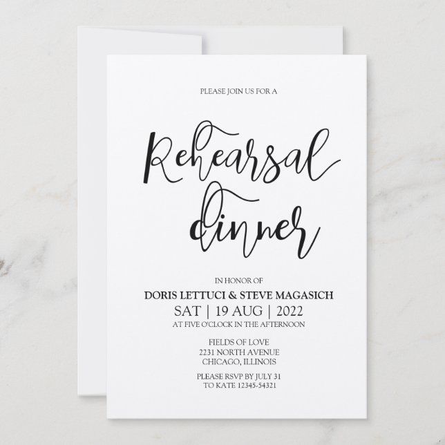 Invitación Cena de ensayo Kraft (Anverso)