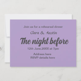 Invitación Cena de ensayo la noche anterior al mínimo