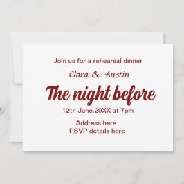 Invitación Cena de ensayo la noche anterior al mínimo