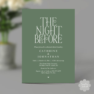 Invitación Cena de ensayo "La noche antes" Verde Salvia