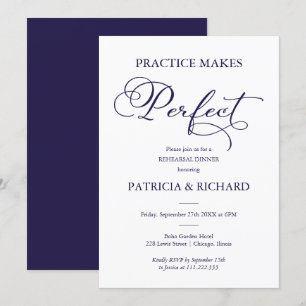 Invitación Cena de Ensayo La Práctica Hace la Perfección