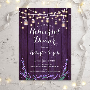 Invitación Cena de ensayo - Lavanda de madera rústica