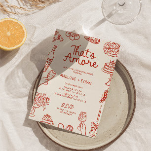 Invitación Cena de ensayo más roja ilustrada