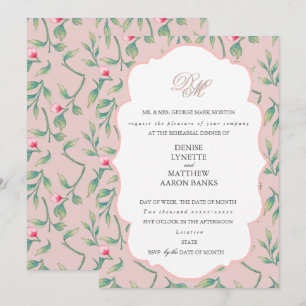 Invitación Cena de ensayo Mauve Chalk y Gossamer Pink