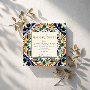 Invitación Cena de ensayo mexicana vintage Talavera