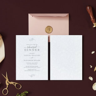 Invitación Cena de ensayo mínima de Black Plush White Paisley