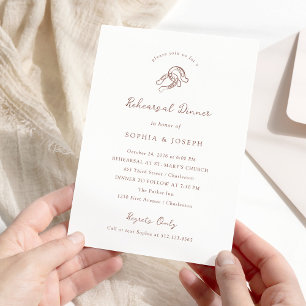 Invitación Cena de ensayo mínima de herradura marrón y blanco