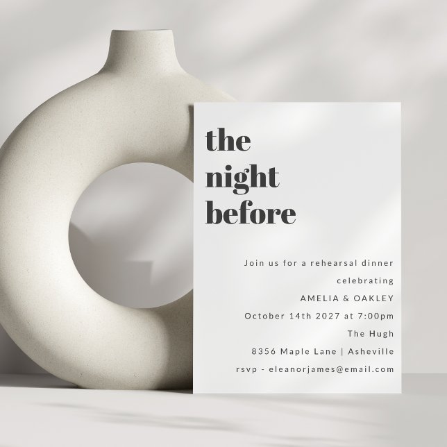 Invitación Cena de ensayo Minimalista blanca simple (Subido por el creador)