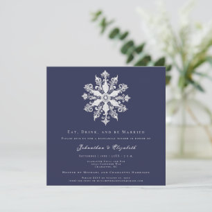 Invitación Cena de ensayo minimalista de copo de nieve Azul