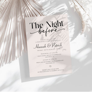 Invitación Cena de ensayo minimalista invita a la noche anter