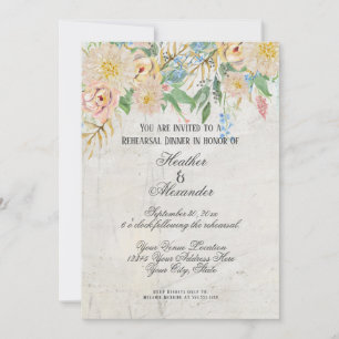 Invitación Cena de ensayo moderna acuarela Marble floral