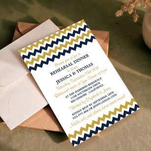 Invitación Cena de ensayo moderna de la Marina y el Chevron d