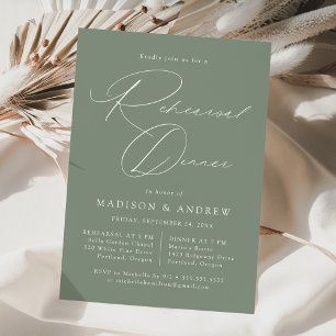 Invitación Cena de Ensayo Moderna Elegante con Letra Script V