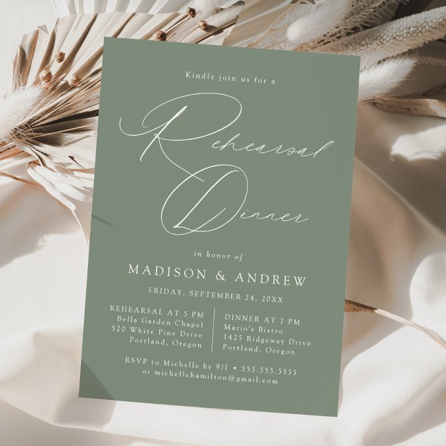 Invitación Cena de Ensayo Moderna Elegante con Letra Script V (Subido por el creador)